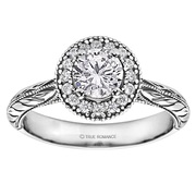 Round Cut Halo Diamond Vintage Engagement Ring - SKU: RM1503RTT