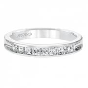 Anniversary Ring with Princess Cut Channel Set Diamonds Halfway Around